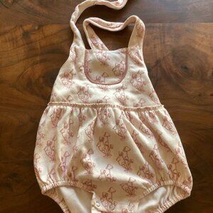 piped halter bubble | mauve mushrooms | raw edge organic cotton - 12-18m